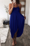 Casual Solid Asymmetrical U Neck Sling Dress Dresses