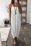 Casual Solid Asymmetrical U Neck Sling Dress Dresses