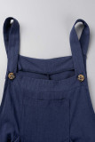 Casual Vacation Solid Buttons Square Collar Loose Jumpsuits
