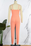 Sportswear Daily Solid Frenulum U Neck Sleeveless Two Pieces