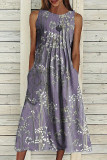 Casual Bohemian Floral Patchwork O Neck Vest Dress Dresses