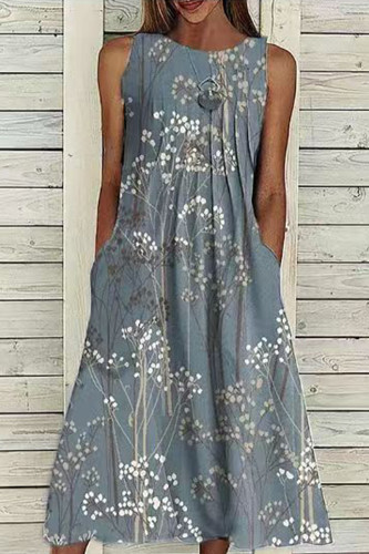 Casual Bohemian Floral Patchwork O Neck Vest Dress Dresses