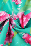 Sexy Vacation Print Backless V Neck Beach Dress Dresses