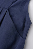 Casual Vacation Solid Buttons Square Collar Loose Jumpsuits