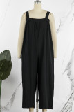 Casual Daily Solid Square Collar Loose Jumpsuits