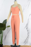 Sportswear Daily Solid Frenulum U Neck Sleeveless Two Pieces