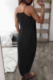 Casual Solid Asymmetrical U Neck Sling Dress Dresses