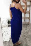 Casual Solid Asymmetrical U Neck Sling Dress Dresses