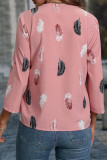 Work Elegant Print V Neck Tops