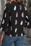 Work Elegant Print V Neck Tops