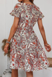 Bohemian College Print Patchwork V Neck Dresses