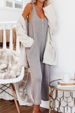 Casual Solid Pocket U Neck Loose Jumpsuits