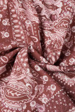 Bohemian Elegant Print Draw String V Neck Princess Dresses
