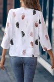Work Elegant Print V Neck Tops
