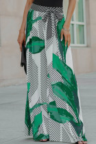 Casual Vacation Print Bandage Loose Wide Leg Full Print Bottoms