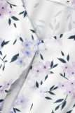 Elegant Print Patchwork V Neck A Line Dresses