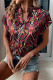Work Elegant Print Patchwork V Neck Tops