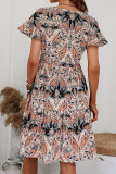 Bohemian College Print Patchwork V Neck Dresses