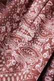 Bohemian Elegant Print Draw String V Neck Princess Dresses