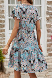 Bohemian College Print Patchwork V Neck Dresses