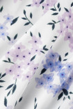 Elegant Print Patchwork V Neck A Line Dresses