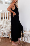 Casual Solid Pocket U Neck Loose Jumpsuits