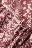 Bohemian Elegant Print Draw String V Neck Princess Dresses