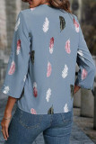 Work Elegant Print V Neck Tops