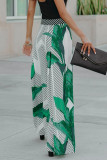Casual Vacation Print Bandage Loose Wide Leg Full Print Bottoms
