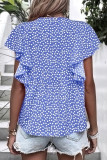 Street Bohemian Dot Floral Patchwork V Neck T-Shirts