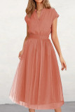 Celebrities Elegant Solid Mesh V Neck Princess Dresses