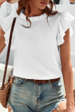 Sweet Solid Flounce O Neck Tops