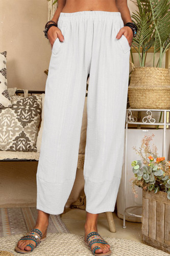 Casual Simplicity Solid Pocket Loose Harlan Solid Color Bottoms