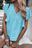 Street Bohemian Dot Floral Patchwork V Neck T-Shirts