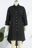 Casual College Solid Solid Color Turndown Collar Irregular Dress Dresses