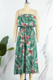 Sexy Vacation Floral Patchwork Strapless Irregular Dress Dresses