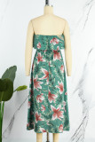 Sexy Vacation Floral Patchwork Strapless Irregular Dress Dresses