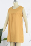 Casual Solid Solid Color O Neck A Line Dresses