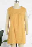 Casual Solid Solid Color O Neck A Line Dresses