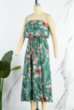 Sexy Vacation Floral Patchwork Strapless Irregular Dress Dresses