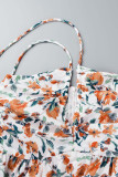 Sexy Sweet Floral Frenulum V Neck A Line Dresses