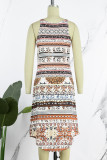 Bohemian Vintage National Totem Patchwork O Neck Straight Dresses