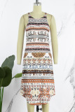 Bohemian Vintage National Totem Patchwork O Neck Straight Dresses