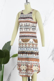 Bohemian Vintage National Totem Patchwork O Neck Straight Dresses
