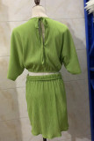 Casual Daily Solid Frenulum Backless V Neck Two Pieces