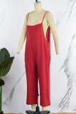 Casual Street Solid Pocket Solid Color Loose Jumpsuits