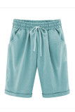 Plus Size Casual Solid Pocket Loose Straight Solid Color Bottoms