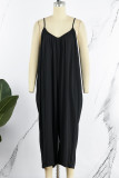 Casual Simplicity Solid Solid Color V Neck Loose Jumpsuits