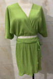 Casual Daily Solid Frenulum Backless V Neck Two Pieces