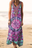 Bohemian Vintage Print Patchwork O Neck Vest Dress Dresses